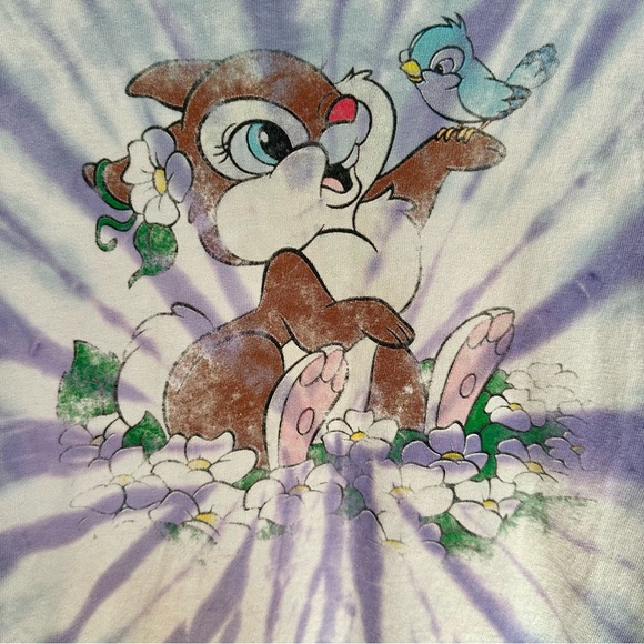 Disney Bambi Thumper Tie Dye Purple and Blue Cute Retro T shirt - Picture 3 of 7